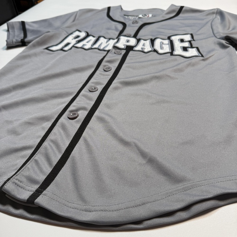 Vintage San Antonio Rampage Baseball Jersey Mens Medium Gray Hockey Button - Picture 5 of 8
